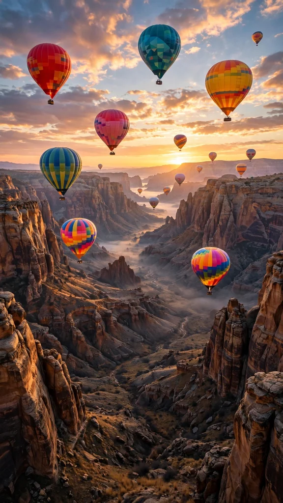 Wallpapers HD: 17 Stunning High Definition Picks 8 Hot air balloons over rock valleys at sunrise wallpapers hd