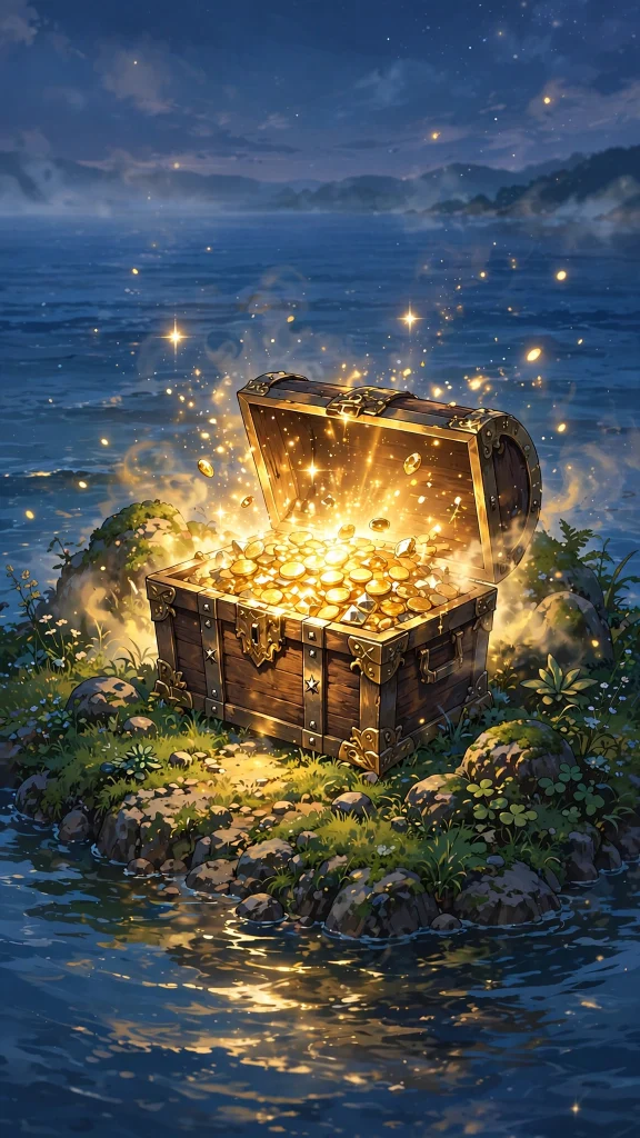 anime treasure chest island gold glow one piece wallpaper