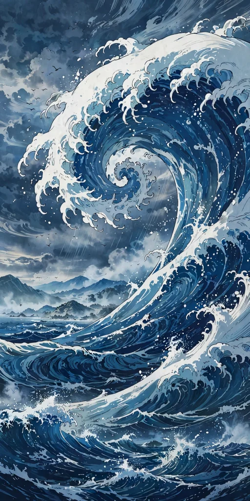 17 Beautiful Wallpaper Backgrounds Anime for Screens 12 Anime ocean wave in great wave style