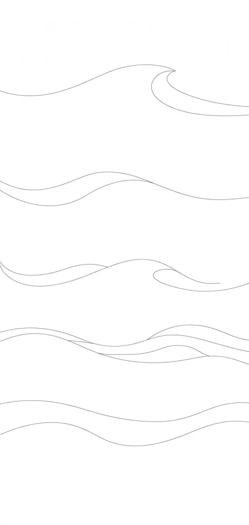 Minimal ocean waves line art