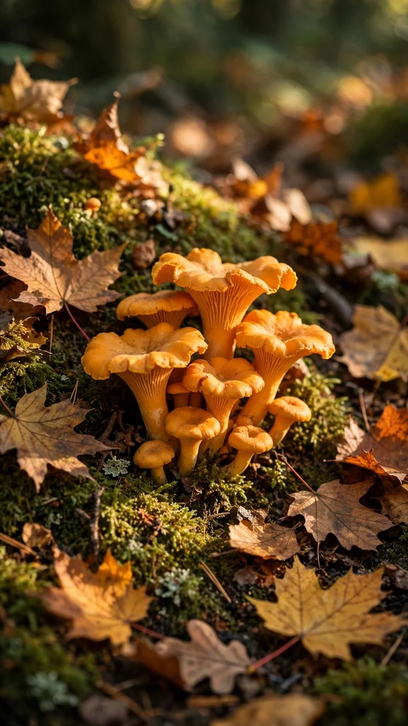 17 Cozy wallpaper iphone fall Ideas for Your iPhone 13 Cluster of orange chanterelle mushrooms among fallen autumn leaves