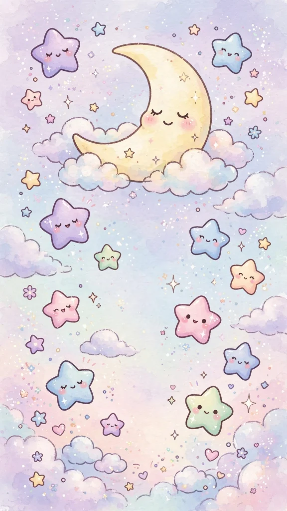 cute kawaii stars moon pastel wallpapers iphone fondos