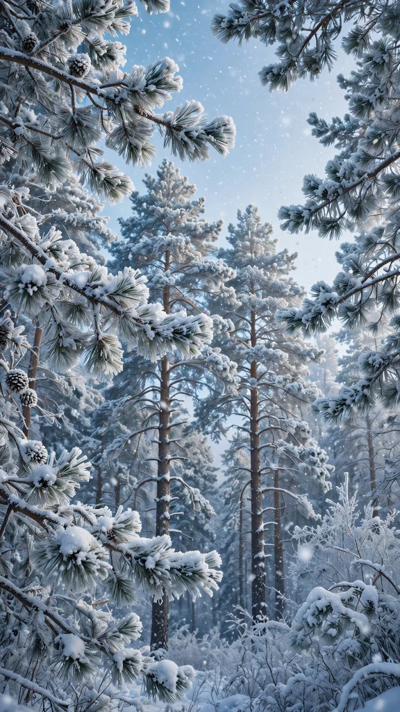 17 Best wallpaper aesthetic laptop hd 1080p Wallpapers 4 Snow-covered pine forest under soft blue winter sky