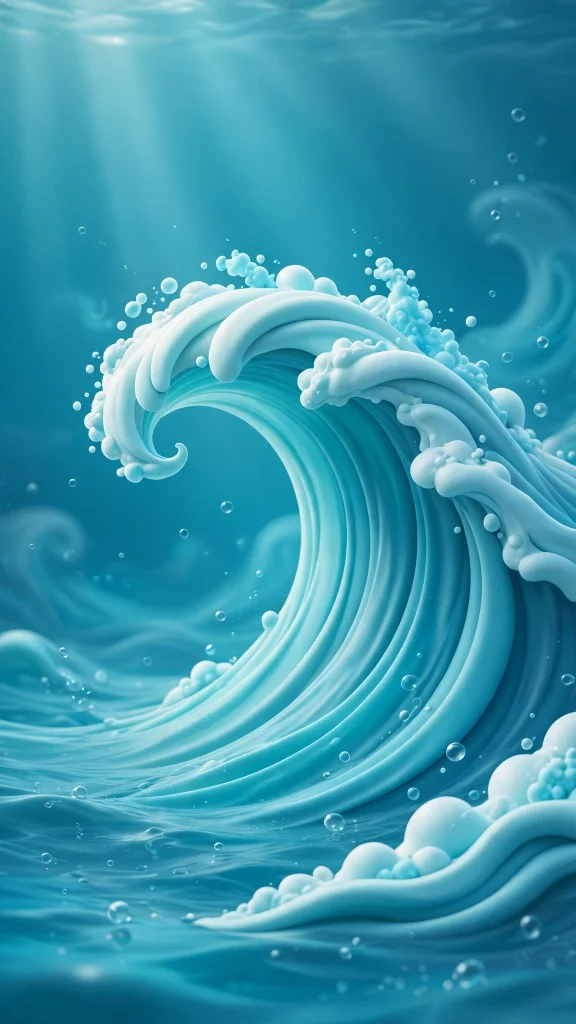 3d ocean wave turquoise stylized 3d wallpaper