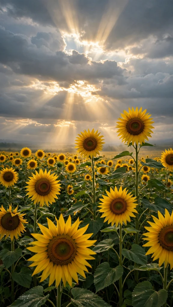 17 Beautiful wallpapers for tablets Free Download 13 Sunflower field under dramatic cloudy sky