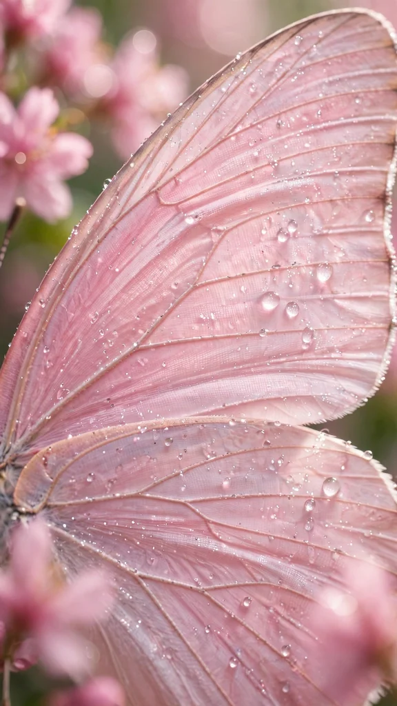 17 Best Wallpaper Iphone Pink Aesthetic Ideas 13 Pink butterfly wings closeup with dew drops