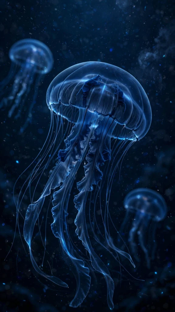 17 Wallpaper Aesthetic Dark Blue Looks for Your Phone 16 glowing dark blue jellyfish wallpaper aesthetic dark blue