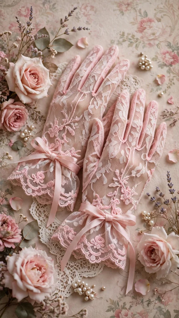 pink lace gloves vintage coquette wallpaper