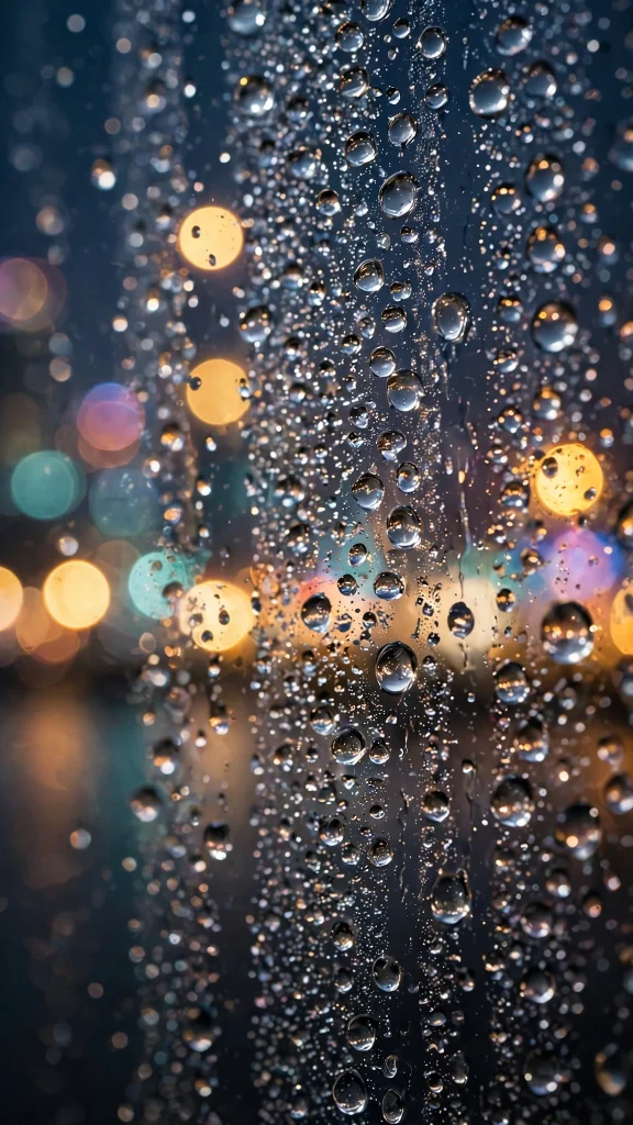 water droplets on glass with bokeh wallpaper iphone ios 26