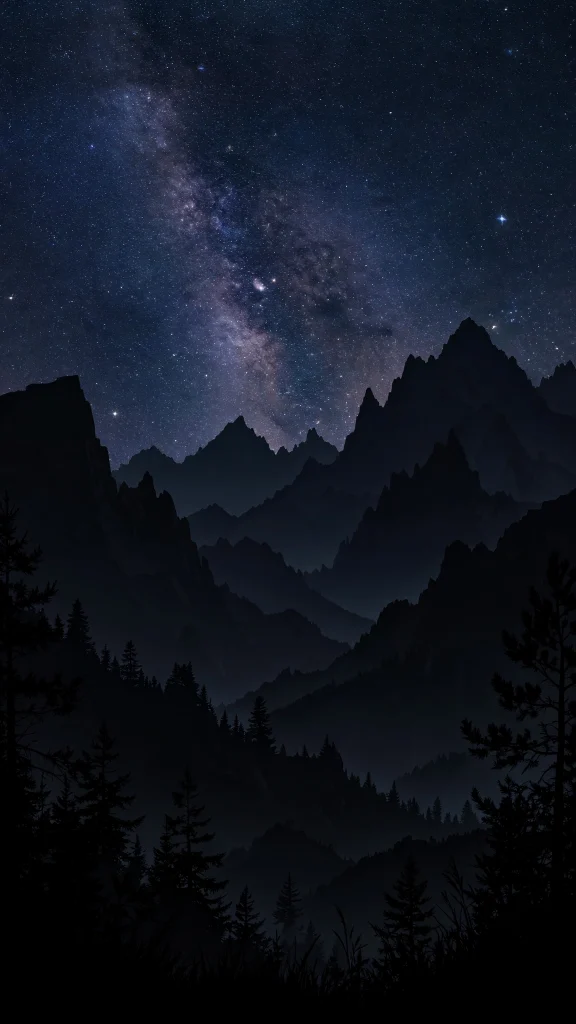 Dark mountains under night sky wallpaper iphone dark