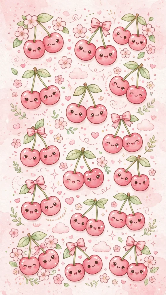 17 Wallpaper Pink Cute Ideas for Your Phone 10 Cute pink cherries kawaii wallpaper pink cute