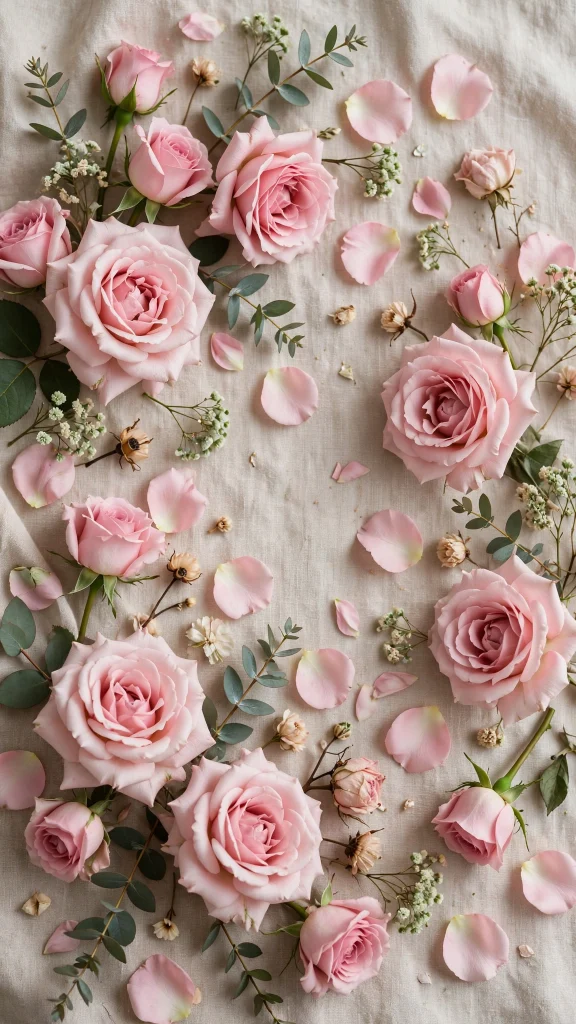 pink roses aesthetic flat lay pretty wallpapers