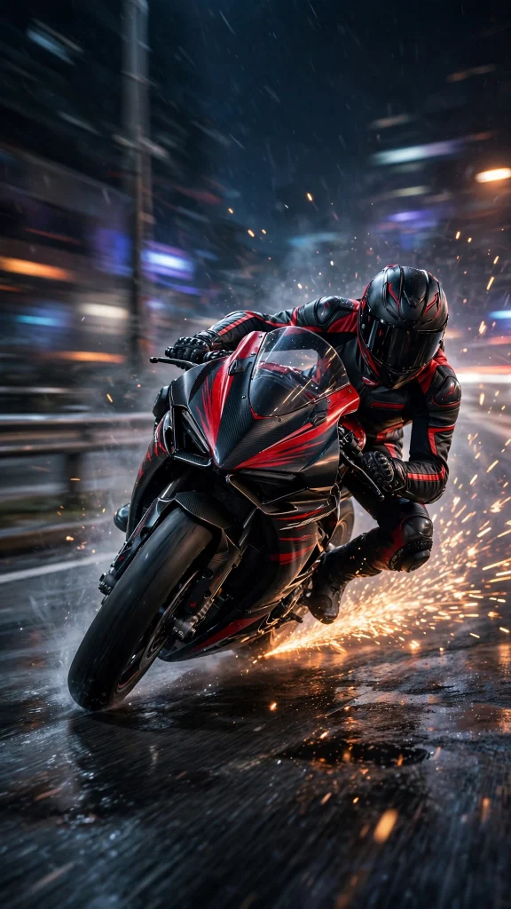 Racing motorcycle at night wallpaper