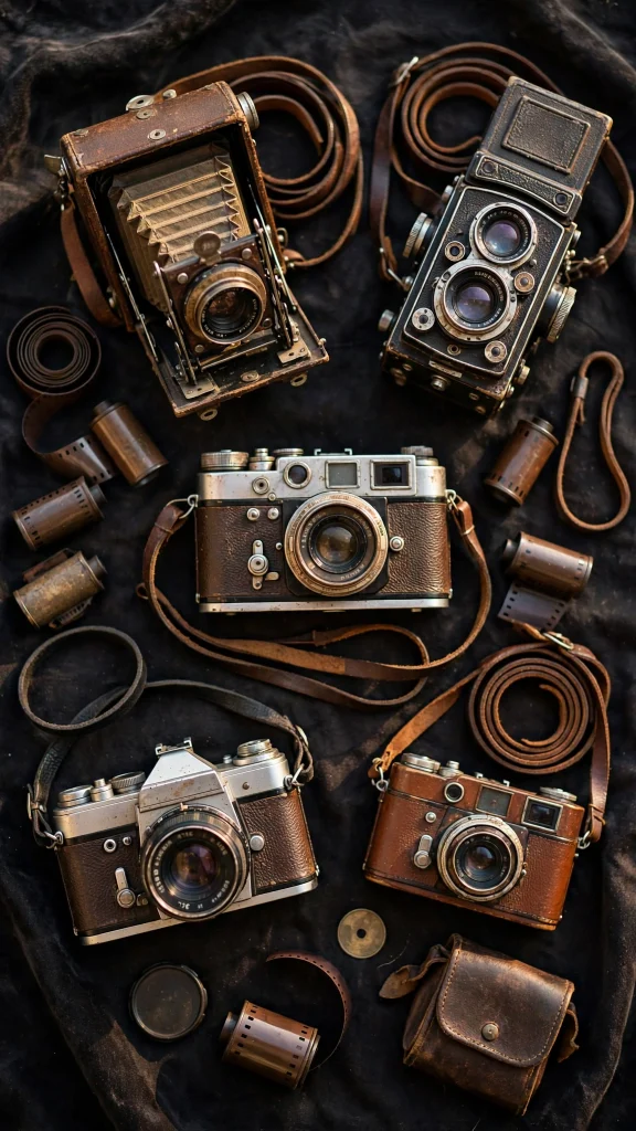 17 wallpaper iphone vintage designs you'll love 11 antique camera collection flat lay wallpaper iphone vintage