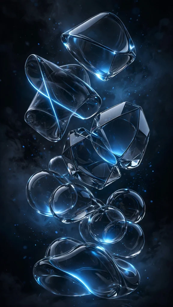 17 Stunning Wallpapers Samsung for AMOLED Screens 5 Abstract dark 3D glass shapes with blue glow wallpapers samsung