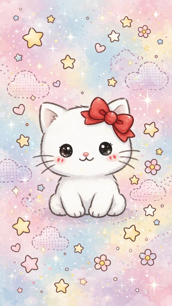 17 Cute wallpaper iphone hello kitty Designs 15 Hello Kitty stars and sparkles on pastel background