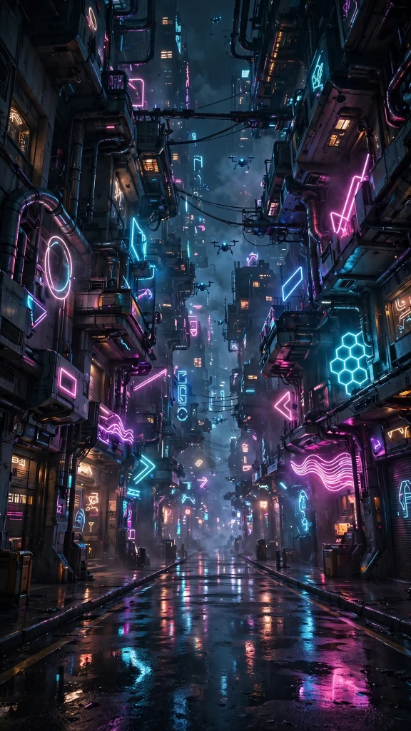 cyberpunk city street night neon computer wallpaper