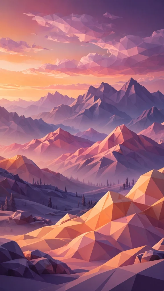 17 Best wallpaper aesthetic laptop hd 1080p Wallpapers 17 Geometric low-poly mountains in sunset colors
