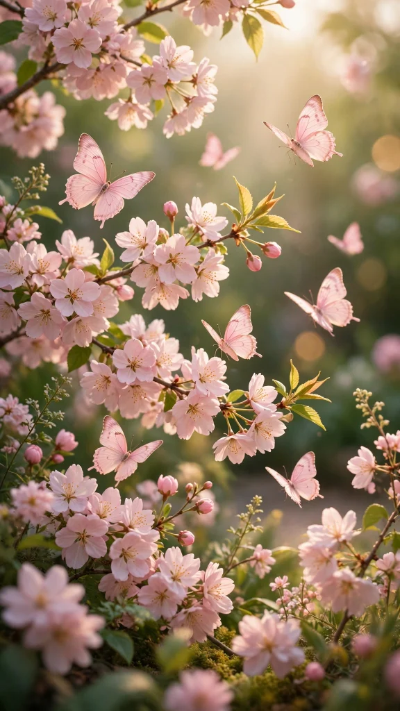 17 Dreamy wallpaper aesthetic pink soft for Phones 14 delicate pink butterflies over soft blossoms