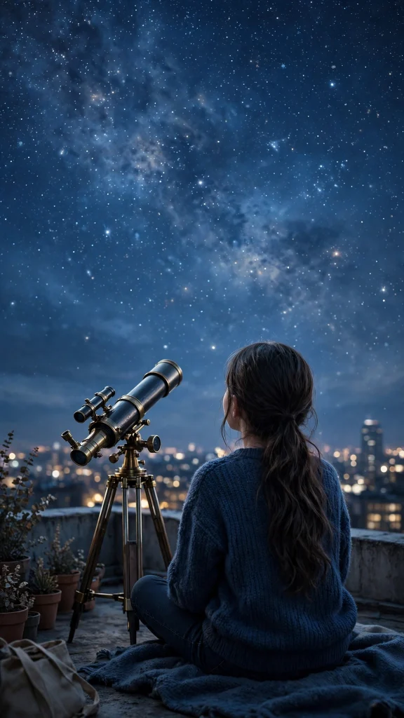 17 Best wallpaper iphone girl for Your Phone 14 Girl from behind on a rooftop at night gazing at stars and constellations