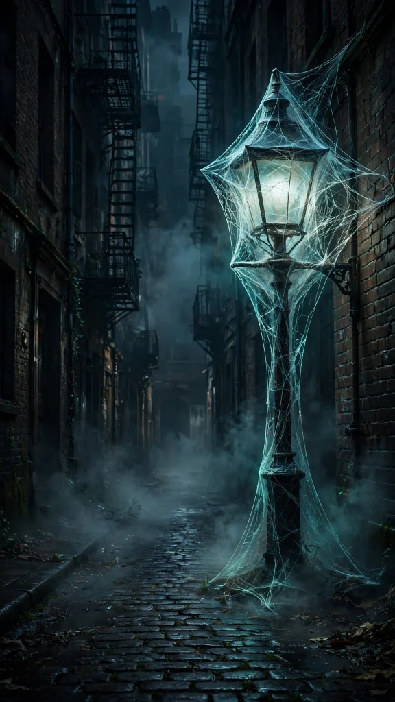 17 Cool Wallpaper Iphone Spiderman Ideas 9 Dark alley with streetlamp wrapped in glowing web cocoon