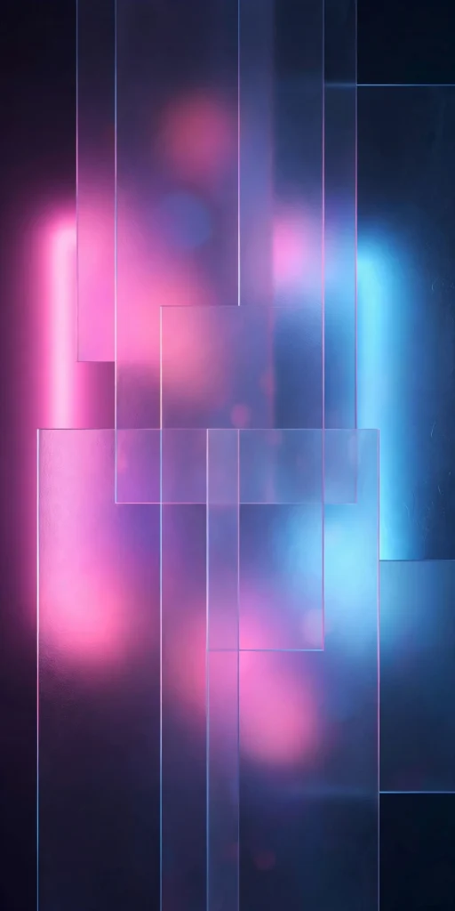 neon glow behind glass panels wallpaper iphone ios 26
