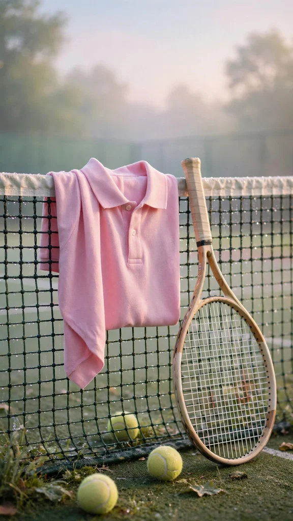 17 Best Wallpaper Pink Polos for a Cute Preppy Phone 8 Pink polo shirt and tennis racket resting on a tennis court net