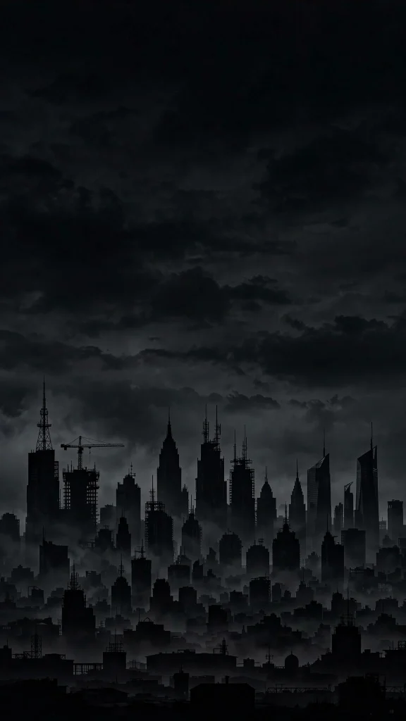 Black city silhouette at night wallpaper background