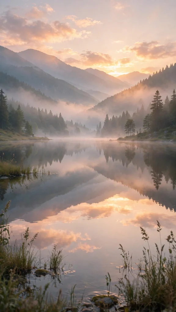 dreamy lake reflection sunrise pretty wallpapers