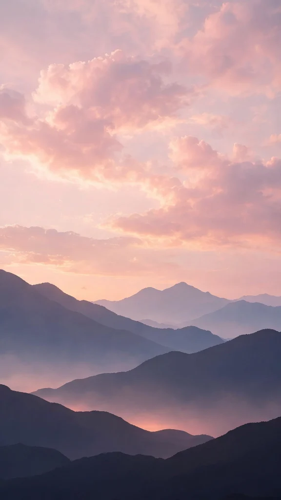 17 Dreamy wallpaper aesthetic pink pastel Ideas 5 Pastel pink clouds at sunrise over layered mountains
