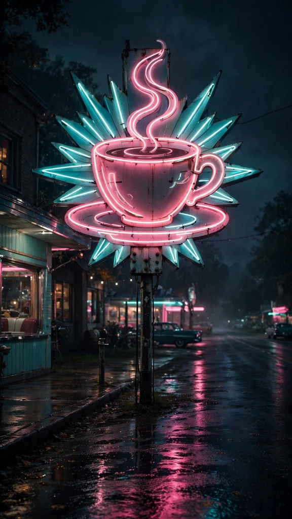 Wallpaper Backgrounds Aesthetic Vintage: 17 Retro Picks 16 Glowing retro neon diner sign at night wallpaper backgrounds aesthetic vintage