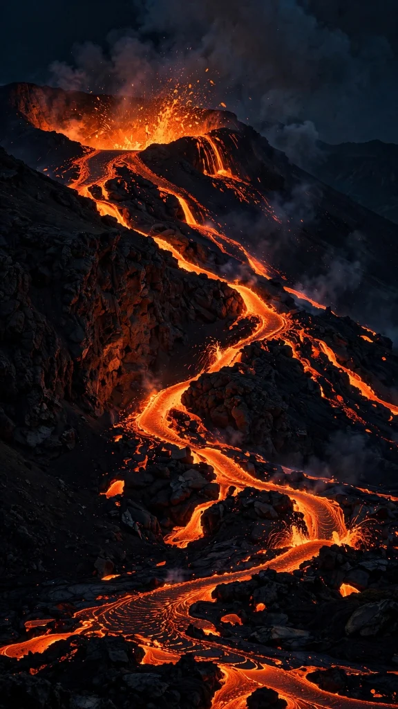 Wallpapers HD: 17 Stunning High Definition Picks 10 Glowing volcano lava flowing at night wallpapers hd