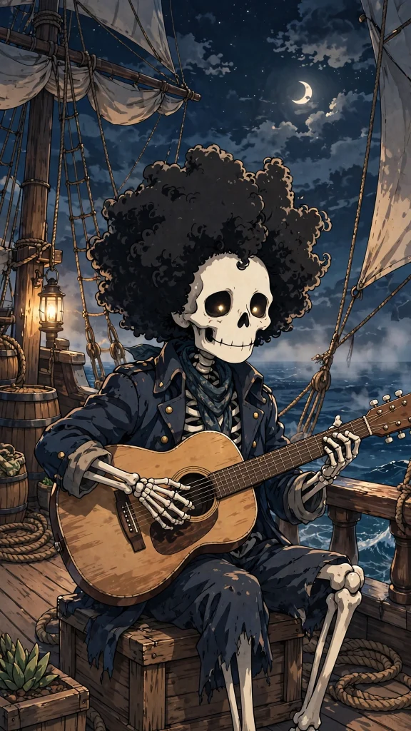 anime skeleton musician guitar ship one piece wallpaper