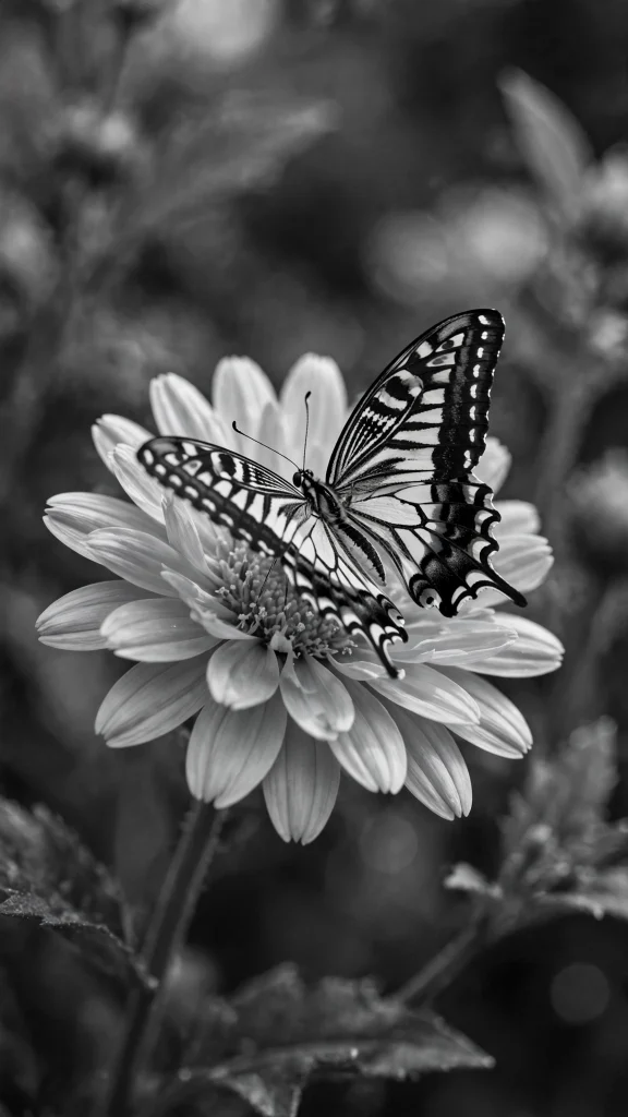 Black and White Wallpaper: 17 Stunning Designs 7 black and white butterfly flower
