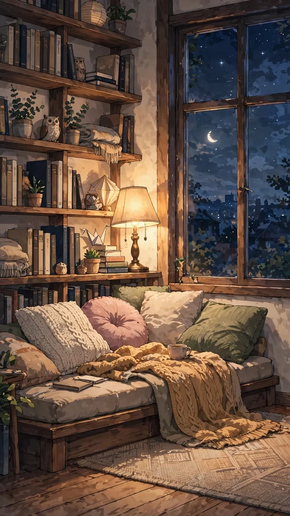 17 Beautiful Wallpaper Backgrounds Anime for Screens 16 Cozy anime room interior with warm light