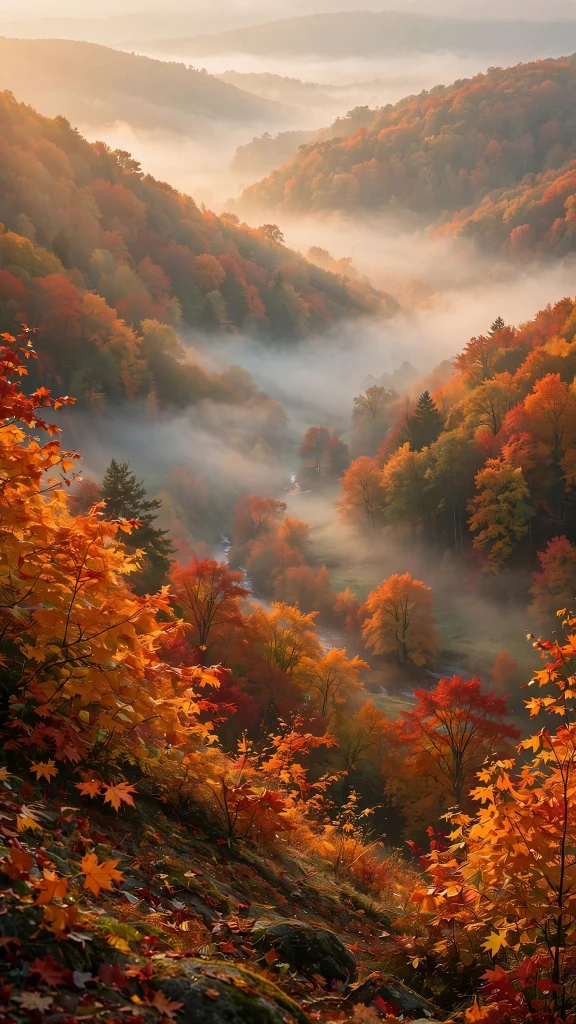 autumn valley with orange foliage