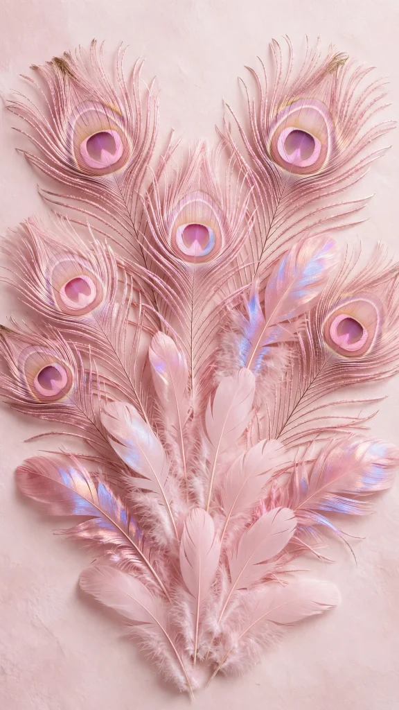 17 Wallpaper Pink Soft Aesthetic Designs You Will Love 13 Pink peacock feathers in a fan pattern, wallpaper pink soft aesthetic