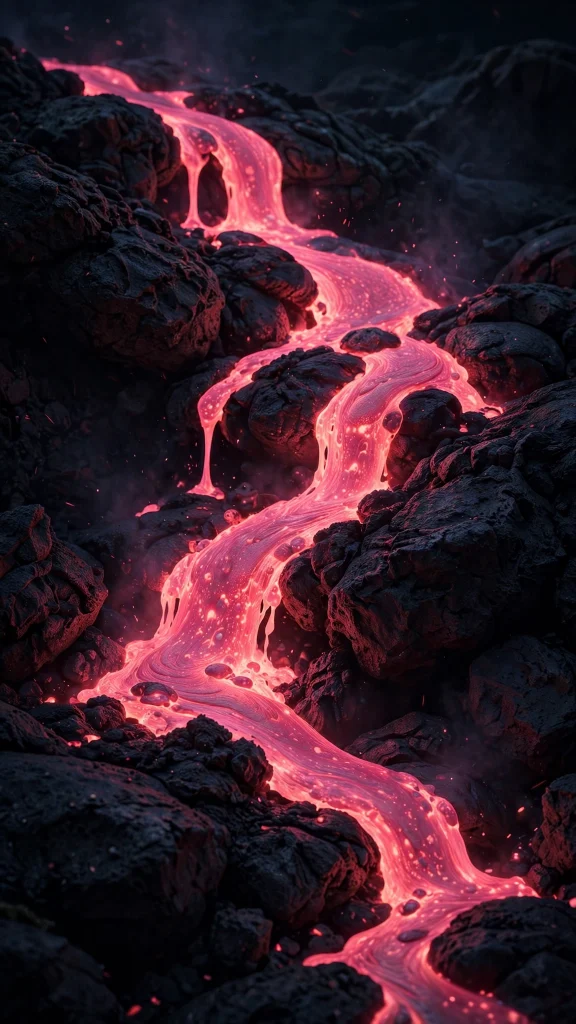 17 Stunning wallpaper pink dark for Your Phone 15 glowing pink lava flowing over dark volcanic rocks