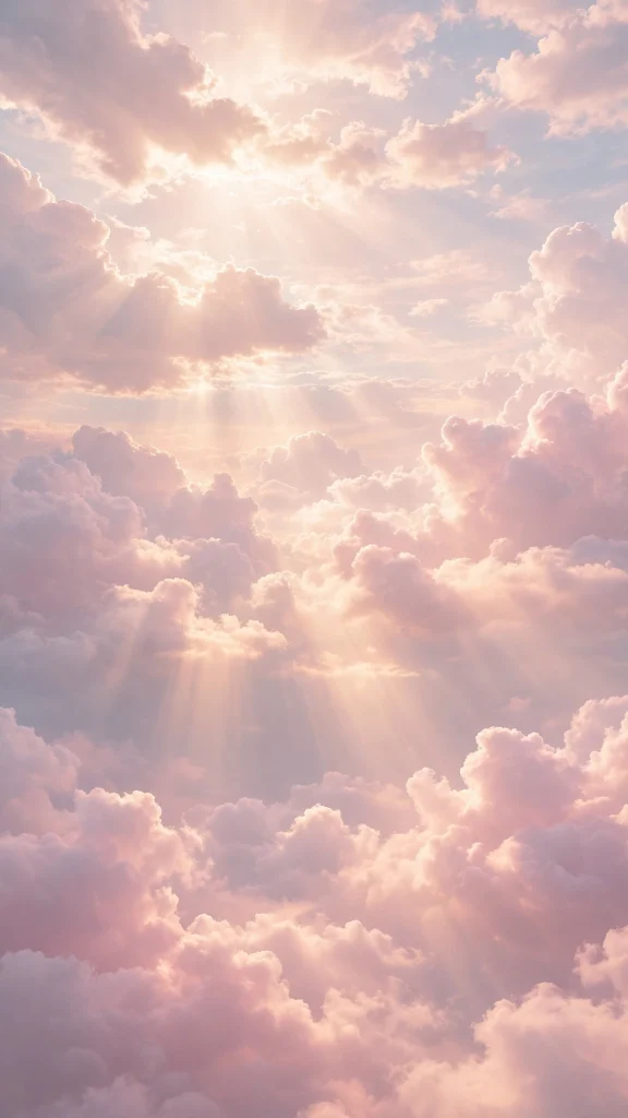 17 Dreamy wallpaper aesthetic pink soft for Phones 15 pale pink clouds with soft sunbeams breaking through
