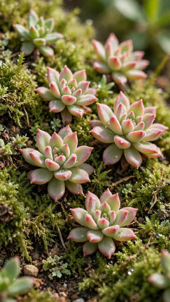 17 Fresh wallpaper pink and green for Your Phone 15 pink-tipped succulents on green moss