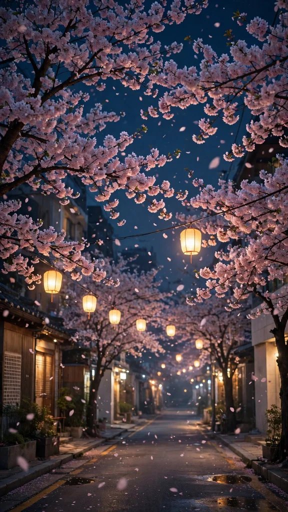 17 Best Wallpaper Iphone Kpop Ideas for Fans 9 Cherry blossom trees at night along Seoul street with paper lanterns