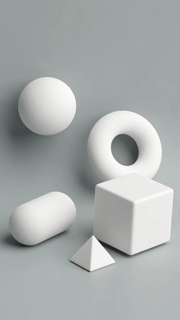 3d minimal white shapes gray 3d wallpaper