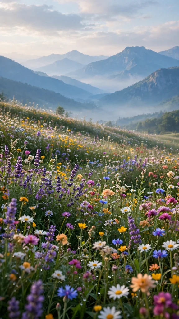 17 Beautiful wallpapers for tablets Free Download 15 Wildflower meadow with distant blue mountains