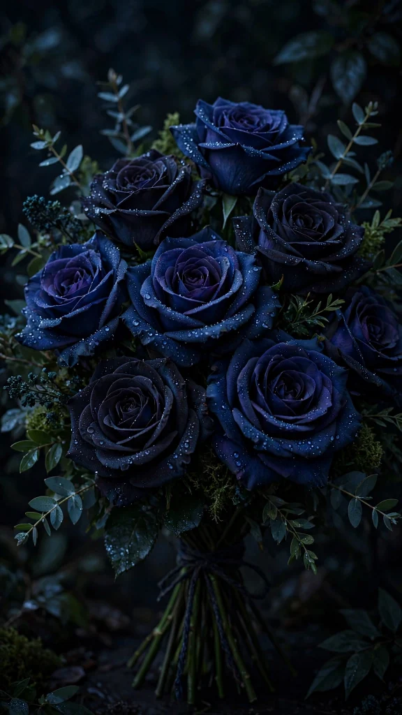 17 Wallpaper Aesthetic Dark Blue Looks for Your Phone 17 dark blue roses with dewdrops wallpaper aesthetic dark blue floral