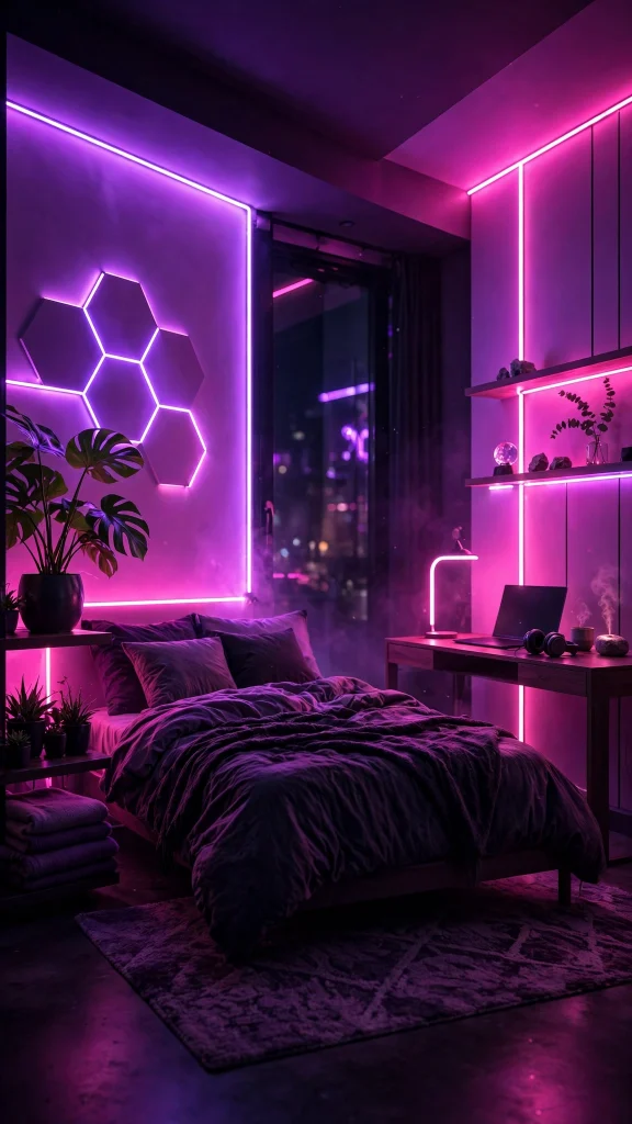Walpaper Estetik iPhone: 17 Aesthetic Designs 16 neon aesthetic room pink purple walpaper estetik iphone