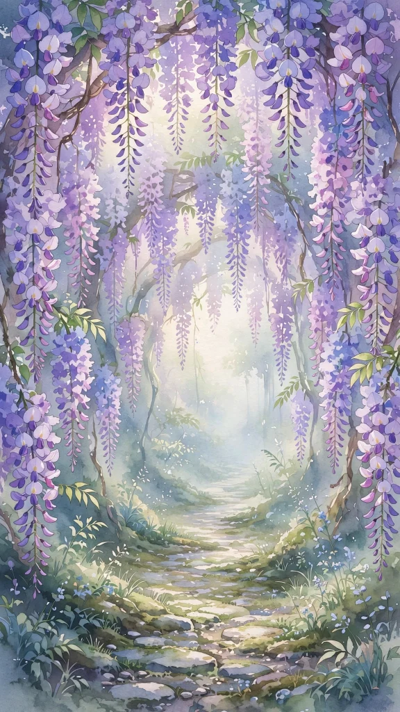 Demon Slayer Wallpaper: 17 Epic Anime Designs 14 anime wisteria flower tunnel watercolor demon slayer wallpaper