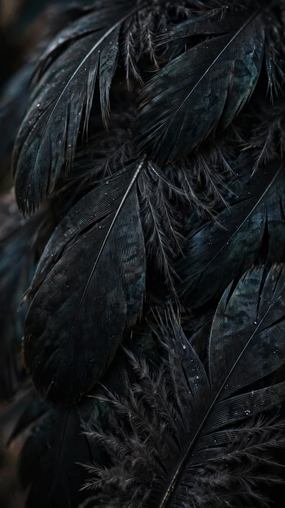 Black feathers in macro detail
