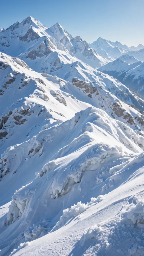 Snowy mountain peaks under a clear blue sky
