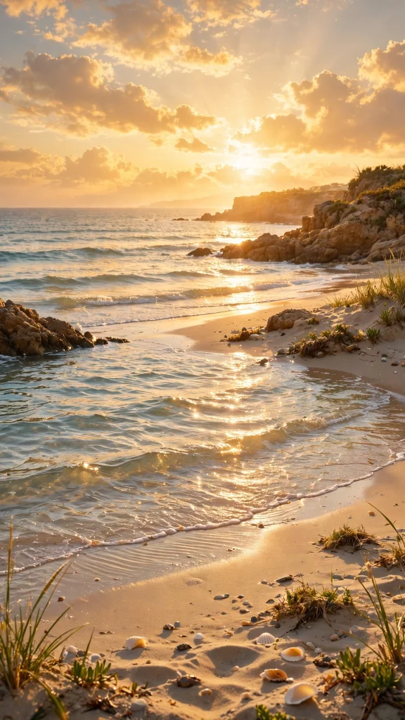 17 Wallpaper iPhone Summer Wallpapers for Sunny Phones 4 Beach at golden hour with glowing light and gentle waves