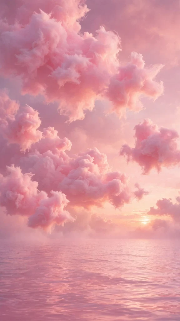 17 wallpaper aesthetic pink iphone Ideas 2 Pink cotton candy clouds over a pink ocean wallpaper